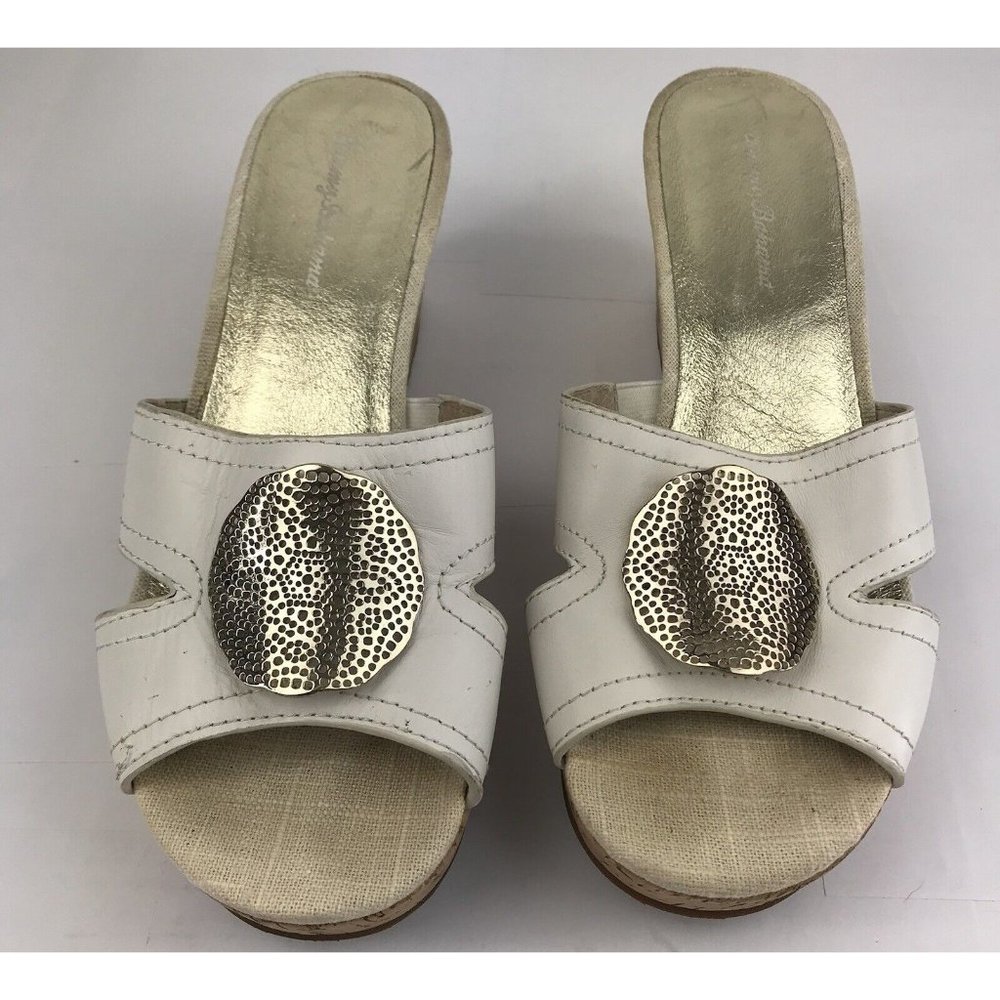 Tommy Bahama Wedge‎ Womens 10 Platform Slide Mule Sandal Cork Gold Tone
